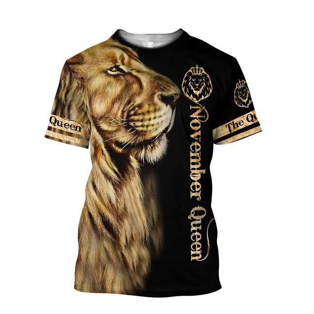 November Lion Queen 3D All Over Printed Shirt for Women