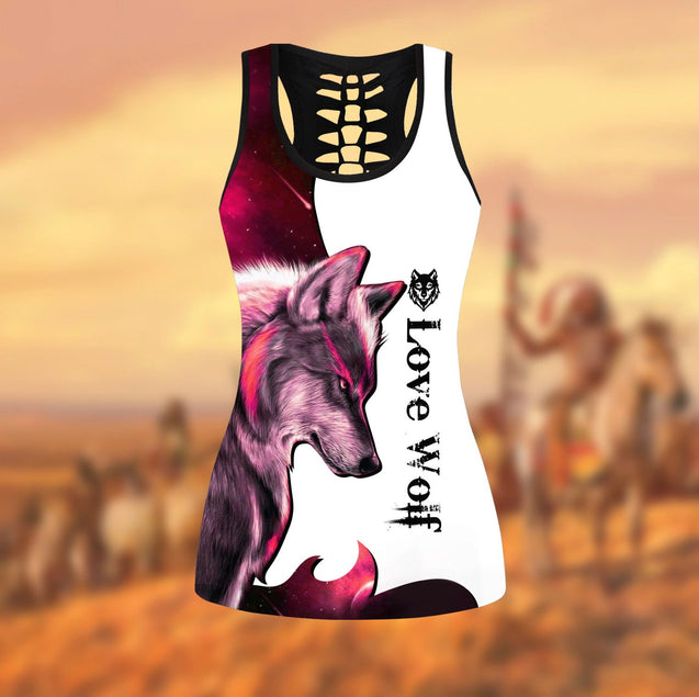 Wolf 3D All Over Printed Legging + Hollow Tank