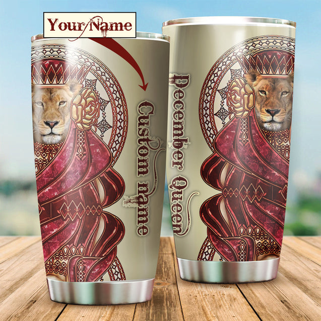 December Queen Lion Custom Name Tumbler