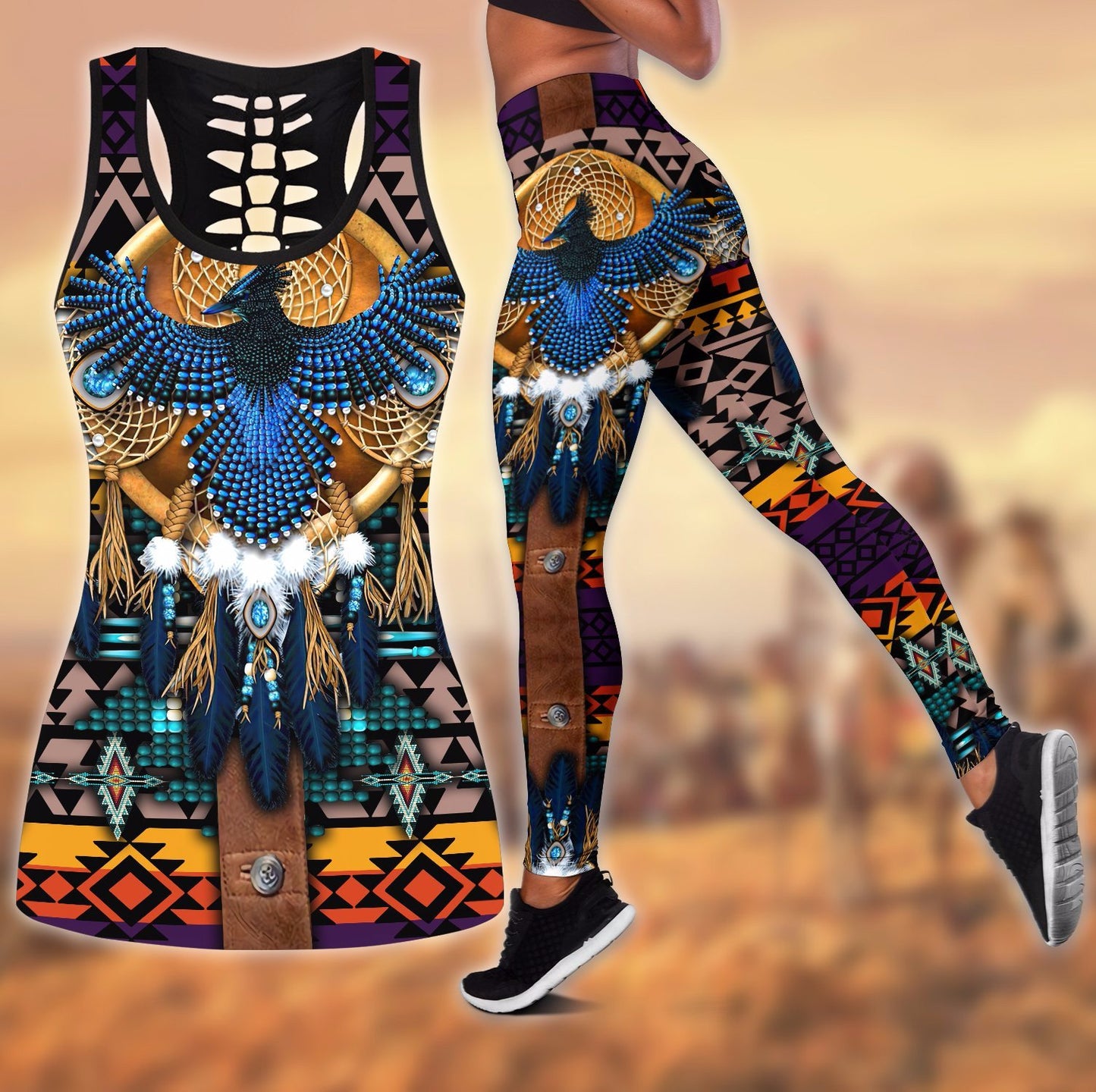 Native American 3D All Over Printed Legging + Hollow Tank