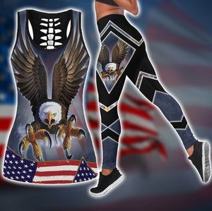 Happy Independence Day United States of America 3D All Over Printed Legging + Hollow Tank