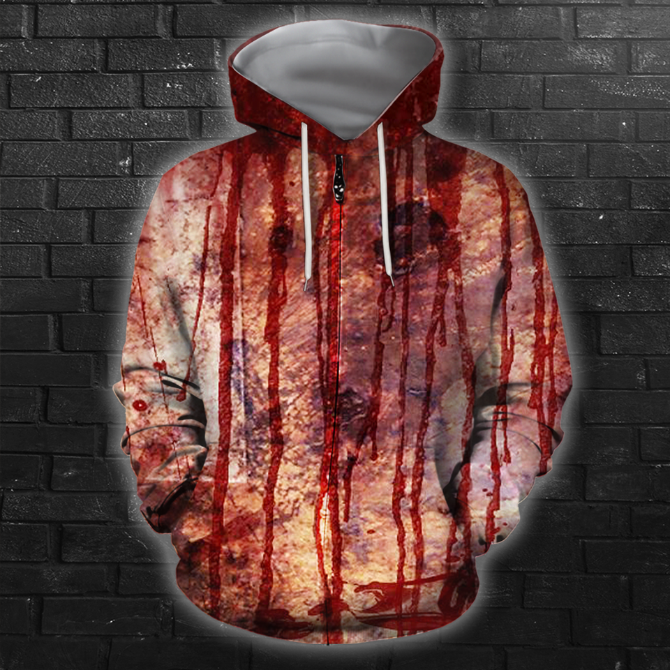 3D All Over Print Bloody Hoodie-Apparel-RoosterArt-Zip Hoodie-S-Vibe Cosy™