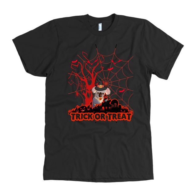 Australian Koala Trick or Treat Halloween Red T-Shirt 01 H9-T-SHIRTS-HP Arts-American Apparel Mens-Black-S-Vibe Cosy™