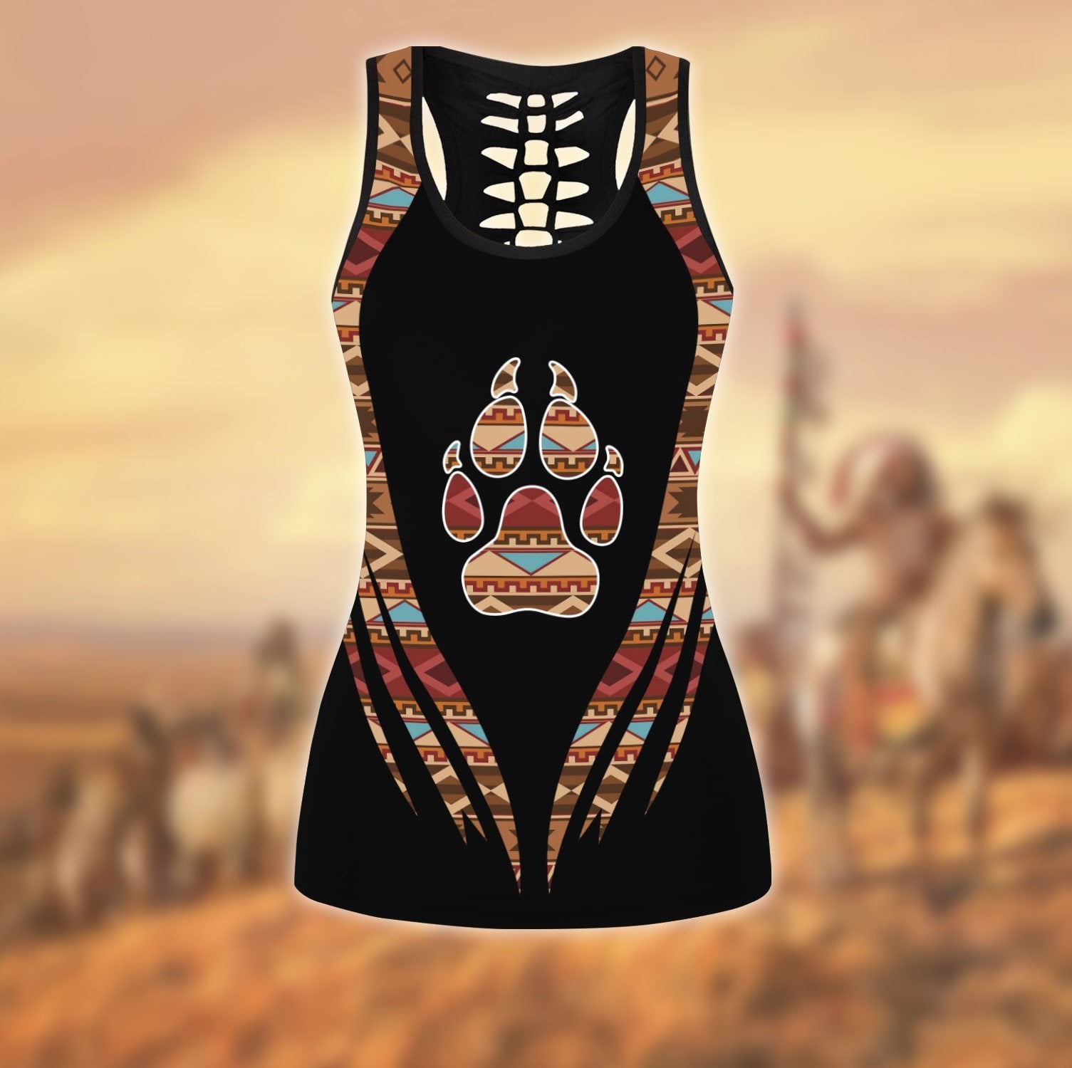 Native American 3D All Over Printed Legging + Hollow Tank