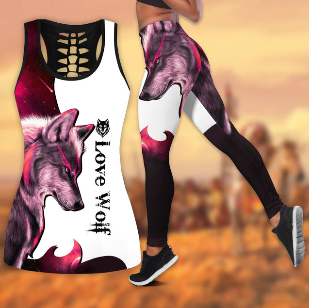 Wolf 3D All Over Printed Legging + Hollow Tank