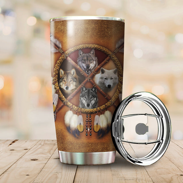 Wolf Native American Steel Tumbler