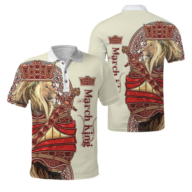 Custom Name March King Lion 3D All Over Printed Unisex Shirts