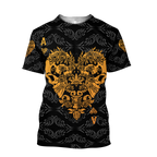 3D Ace Heart Skull Poker Over Printed Hoodie