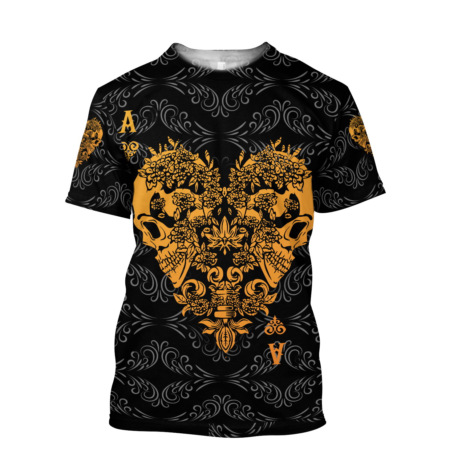 3D Ace Heart Skull Poker Over Printed Hoodie