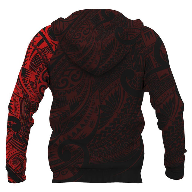 Maori Tattoo Style All Over Hoodie Red Version NVD-Apparel-Dung Van-Hoodie-S-Vibe Cosy™