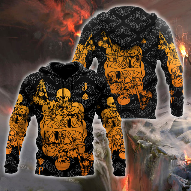 Samurai Skull Poker Over Printed Hoodie