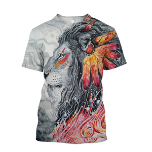 Native Lion Over Printed T-shirt for Men and Women