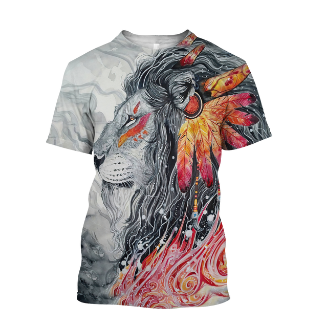 Native Lion Over Printed T-shirt for Men and Women