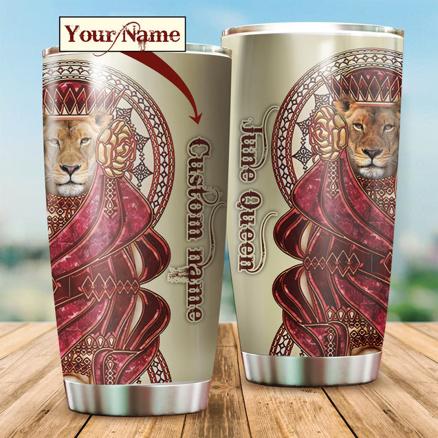 June Queen Lion Custom Name Tumbler