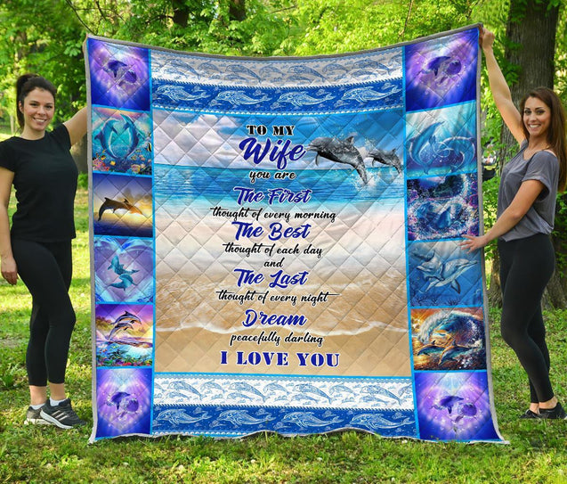 Love Gift Beautiful Dolphin Couple Quilt MEI