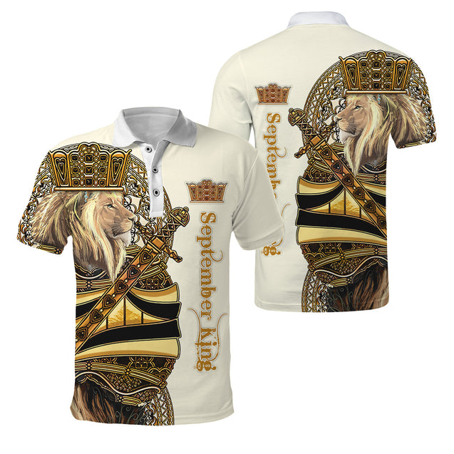 Custom Name September King Lion 3D All Over Printed Unisex Shirts