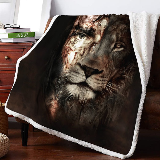 Lion and Jesus 3D All Over Printed Blanket