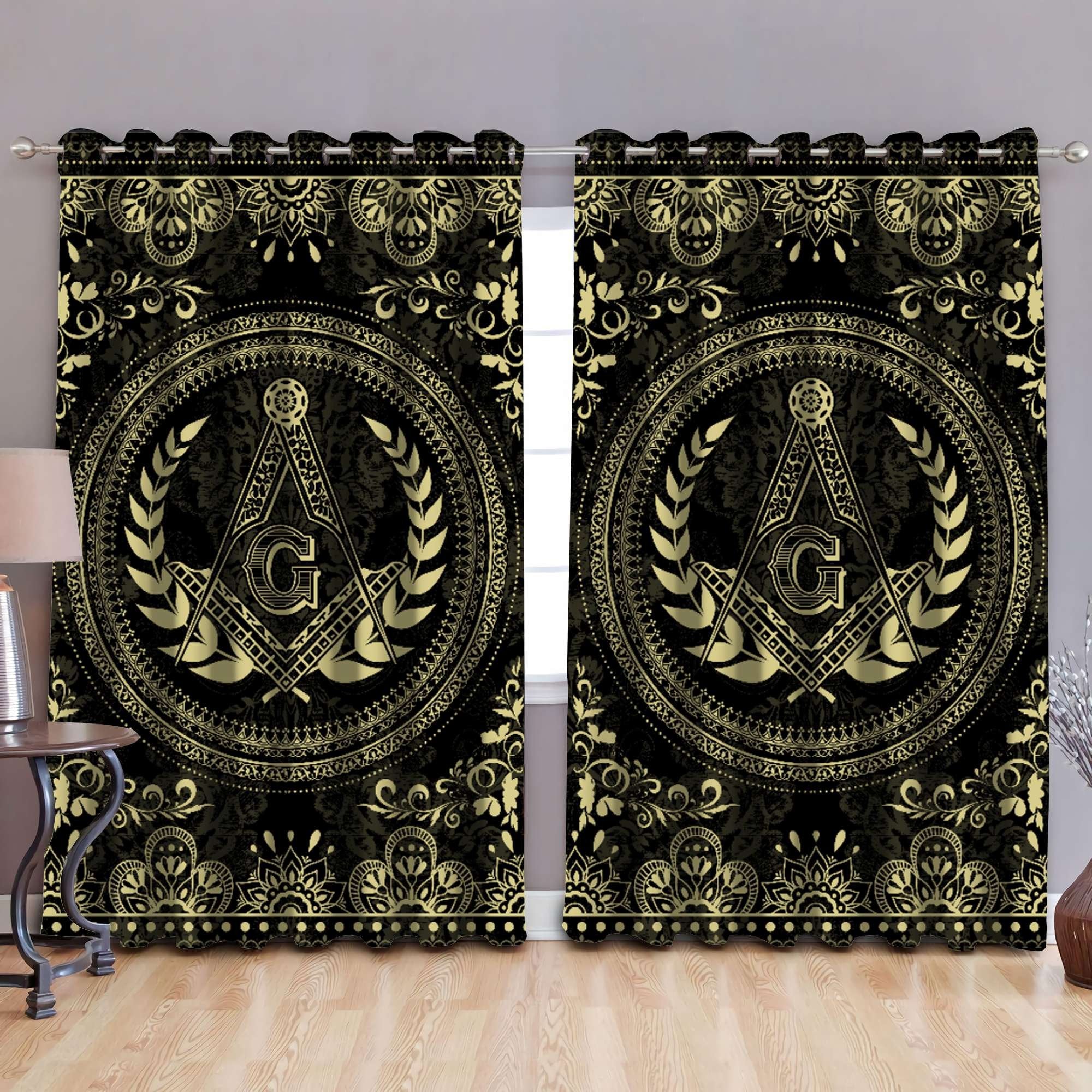 Freemasonry 3D All Over Printed Window Curtains