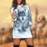 Beautifull White Wolf 3D All Over Printed Hoodie Dress