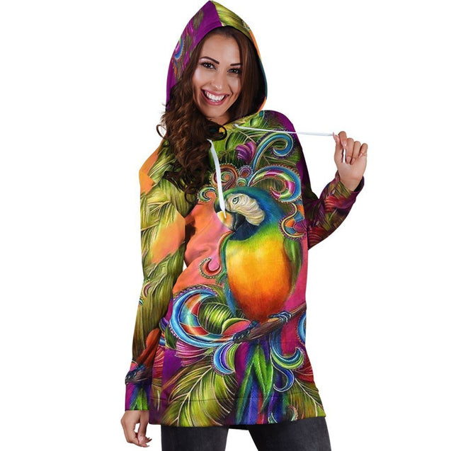 3D Printed Parrot Tops PHL14000 Hoodie dress-Apparel-PHL-Hoodie Dress-S-Vibe Cosy™