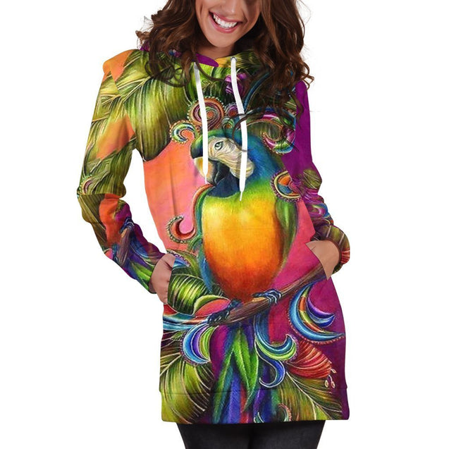 3D Printed Parrot Tops PHL14000 Hoodie dress-Apparel-PHL-Hoodie Dress-S-Vibe Cosy™