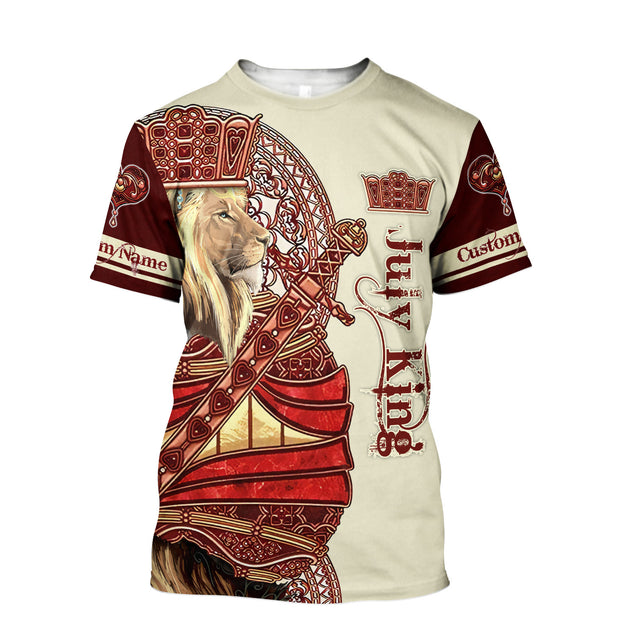 Custom Name July King Lion 3D All Over Printed Unisex Shirts