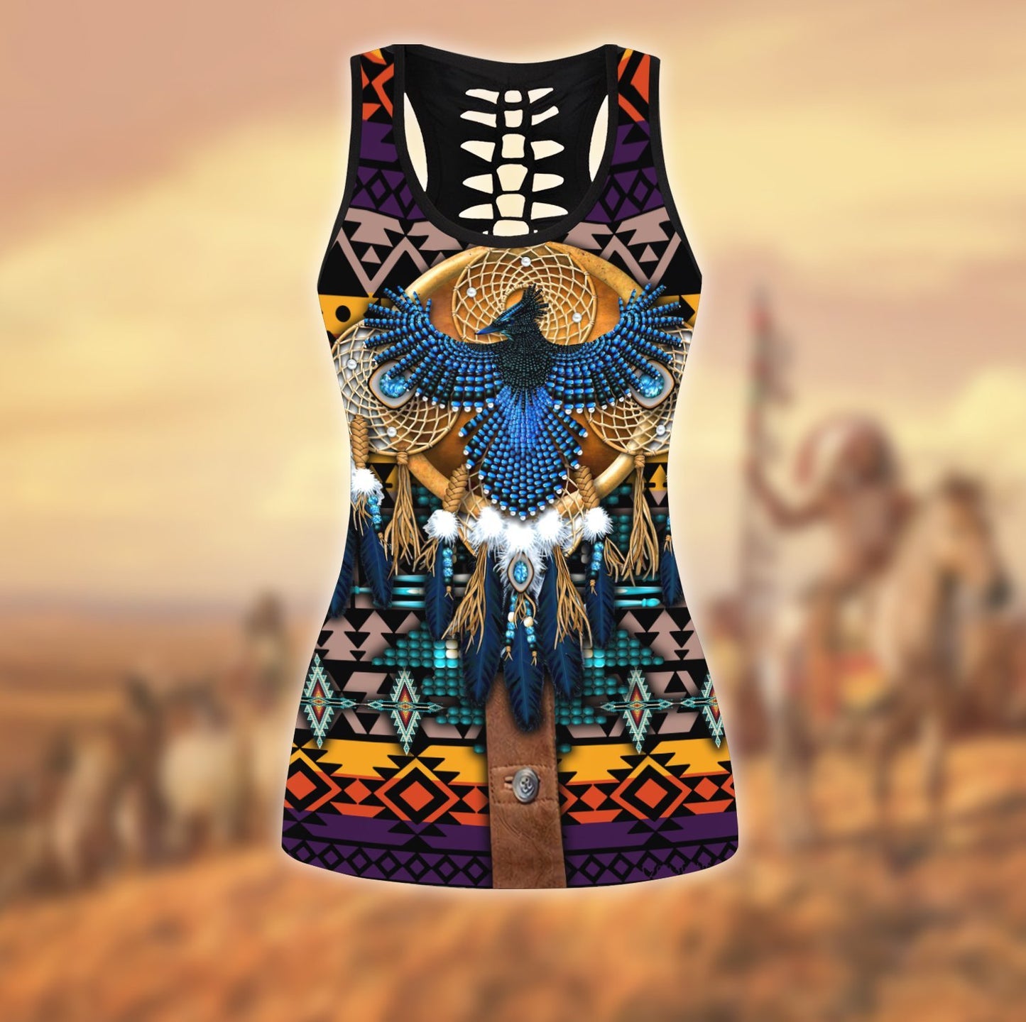 Native American 3D All Over Printed Legging + Hollow Tank