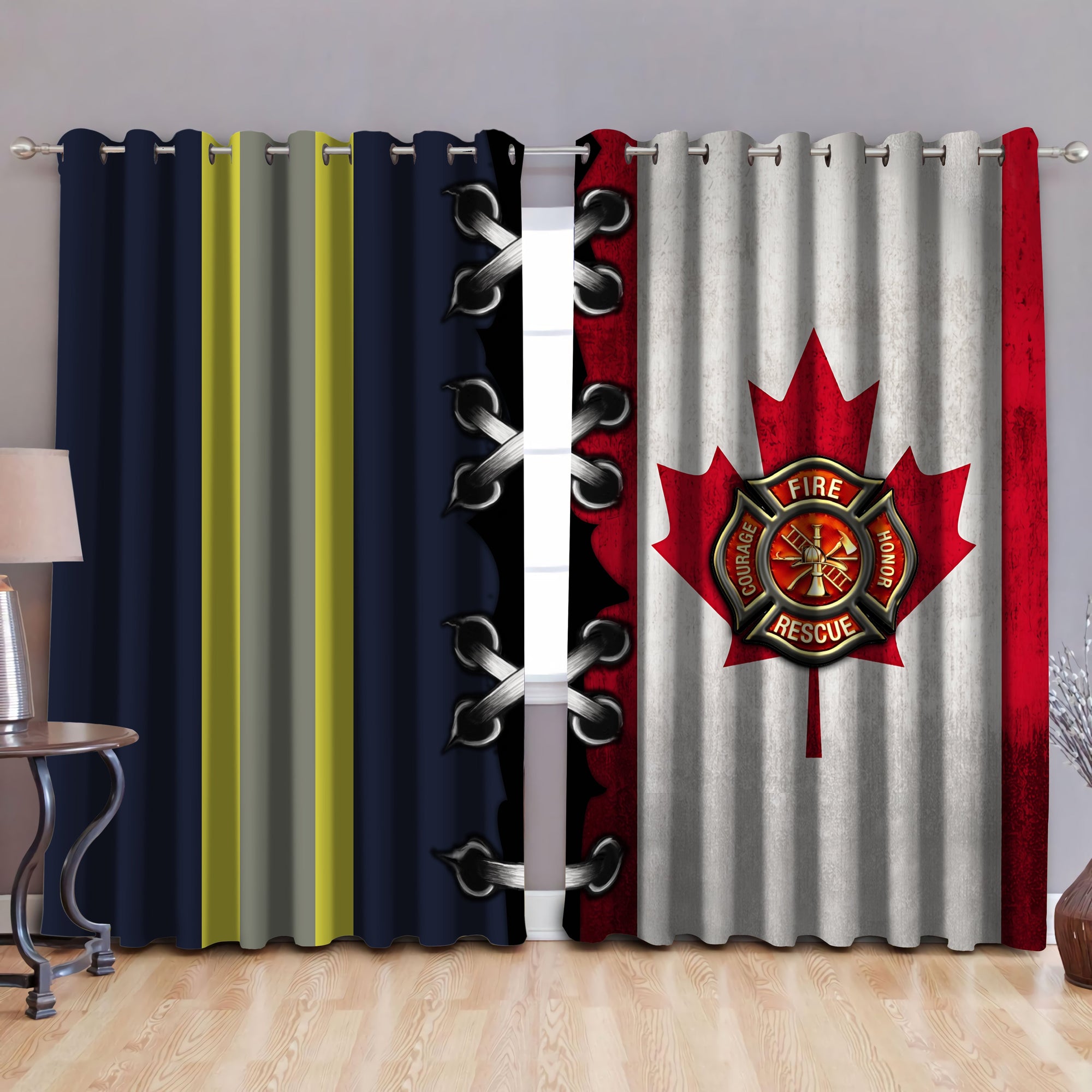 Proud Canadian Firefighter Blackout Thermal Grommet Window Curtains HAC100801-TQH