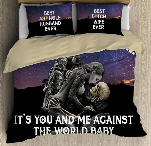 Couple Skulls Love To Death Bedding Set DQB07222001-TQH-BEDDING SETS-TQH-Twin-Vibe Cosy™