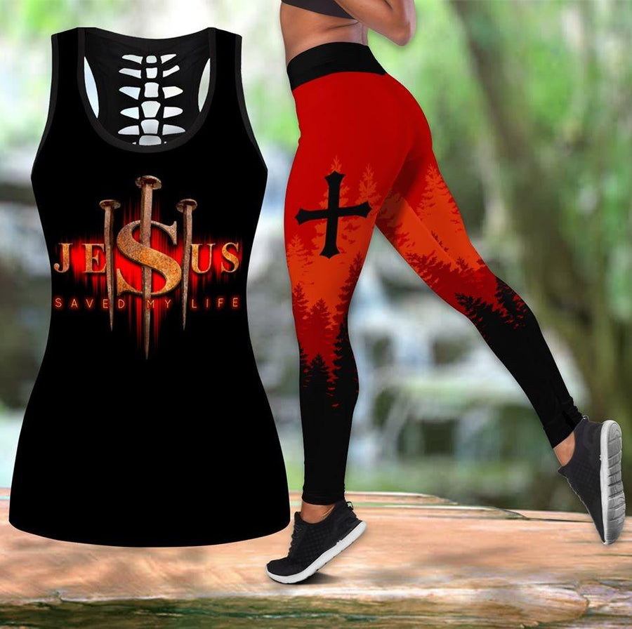 Jesus Saved My Life Combo Tank + Legging PiC0401005-Apparel-TA-S-S-Vibe Cosy™