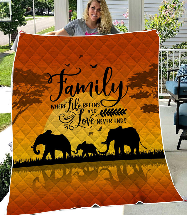 Happy Family Of Elephant Quilt Blanket AM082069-TQH