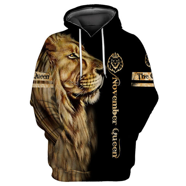 November Lion Queen 3D All Over Printed Shirt for Women