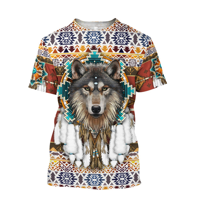 Wolf Native American 3D All Over Printed Unisex Shirts No 12