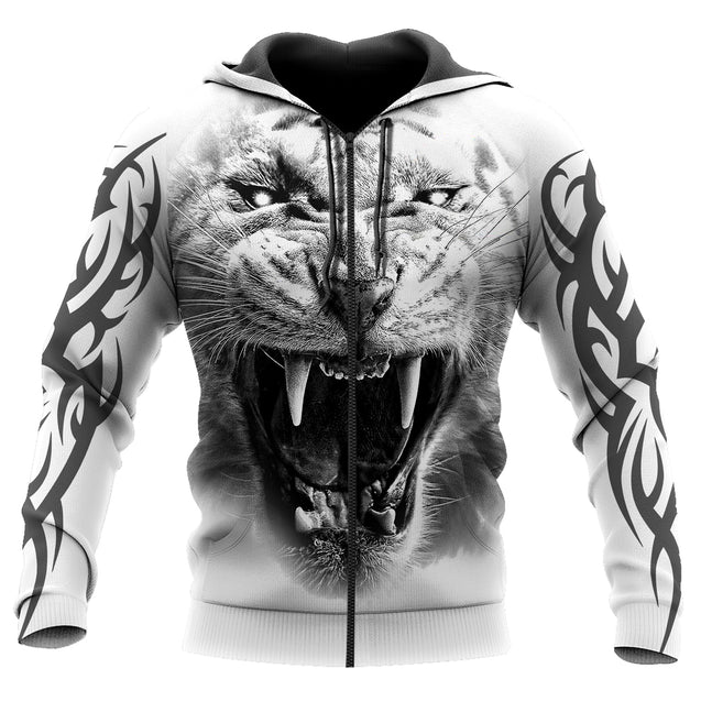 White Tiger Tatoo 3D Over Printed Hoodie for Men and Women