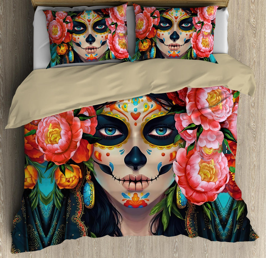 Beautiful Skull Girl Bedding Set DQB07302002-TQH-BEDDING SETS-TQH-Twin-Vibe Cosy™