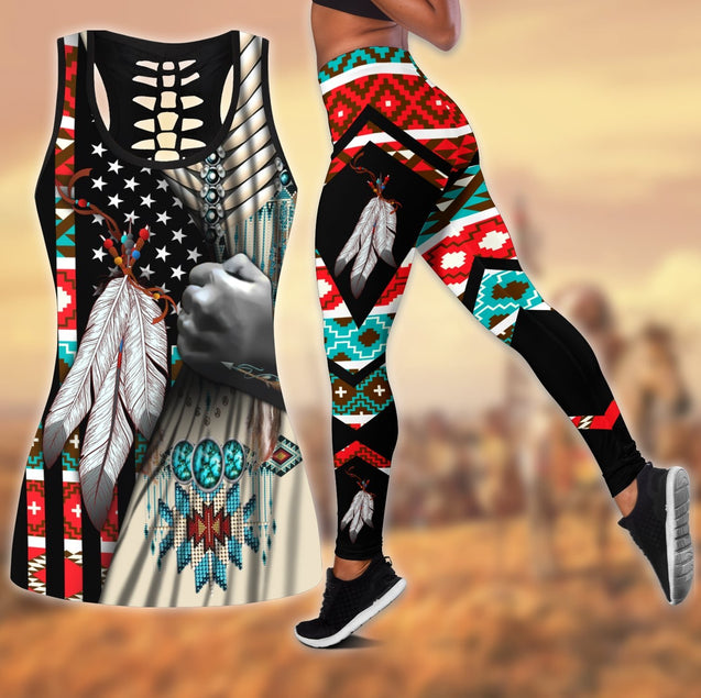 Native American 3D All Over Printed Legging + Hollow Tank