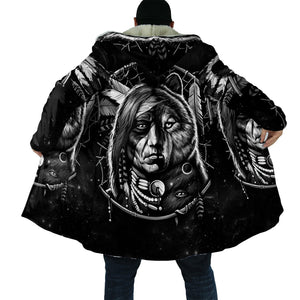 Wolf Native American 3D All Over Printed Unisex Zip Cloak