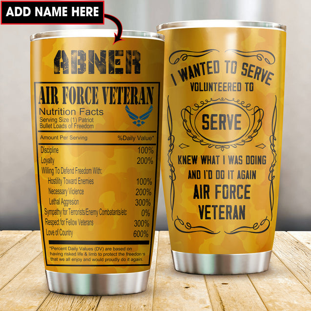 Customized Name Air Force Veteran Tumbler