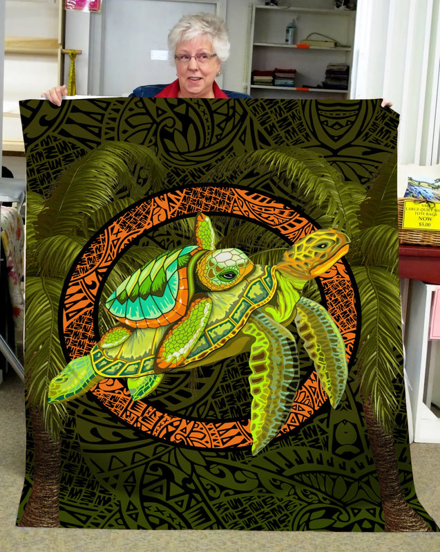 Premium Turtle Palm Tree Blanket