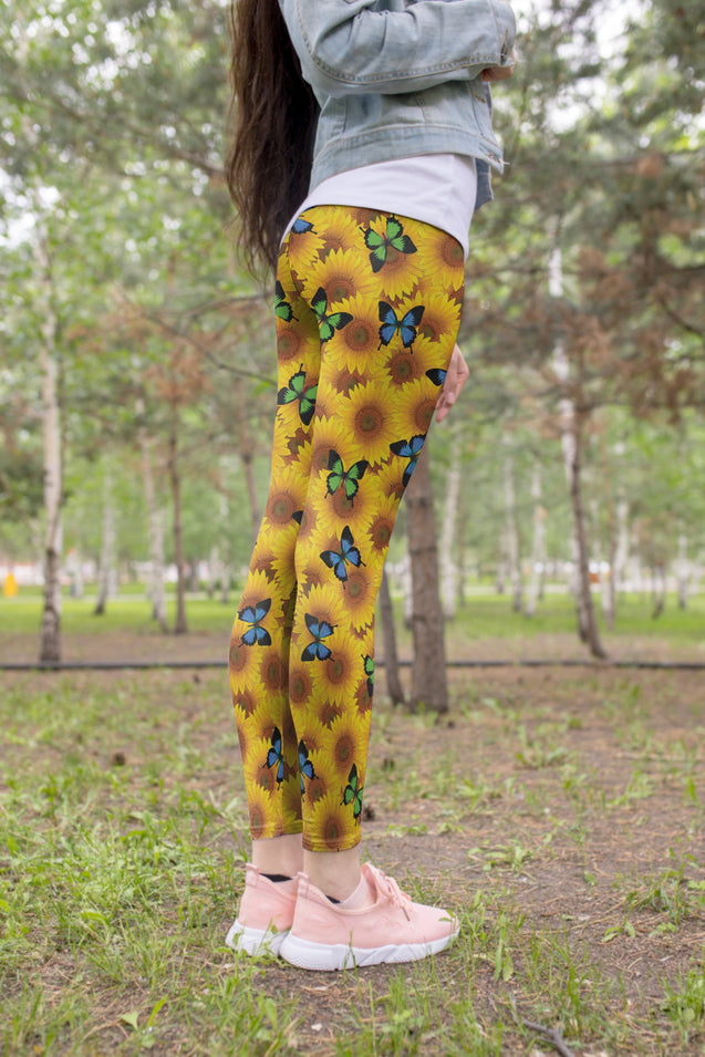 3D All Over Printing Butterfly Garden And Sunflowers Legging-Apparel-Phaethon-Hoodie Dress-S-Vibe Cosy™