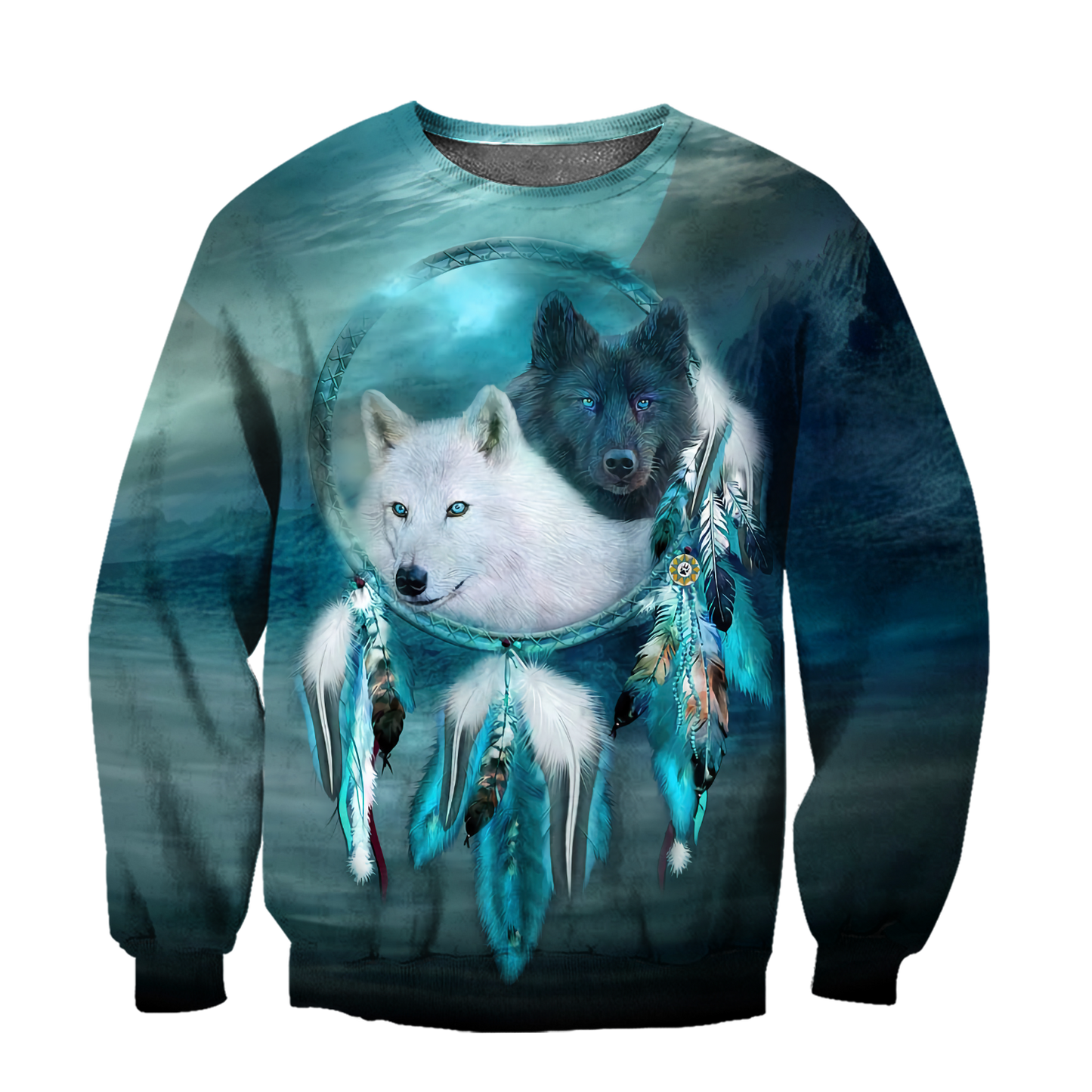 Native American Beautiful Wolf Couple Hoodie-MEI