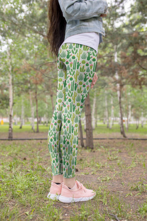 3D All Over Printing Green Cacti And Flower Legging-Apparel-NTH-Hoodie Dress-S-Vibe Cosy™