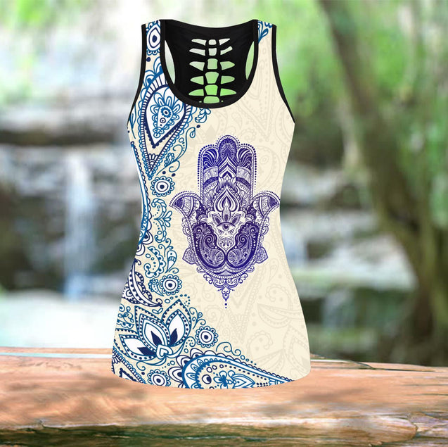 Purple Hamsa Hand Yoga Outfit For Women-MEI