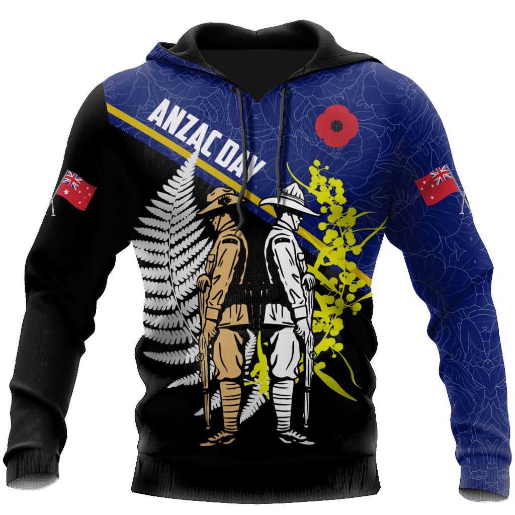 Honor and respect day blue ver. Australia and Kiwi Veteran 3D print shirts