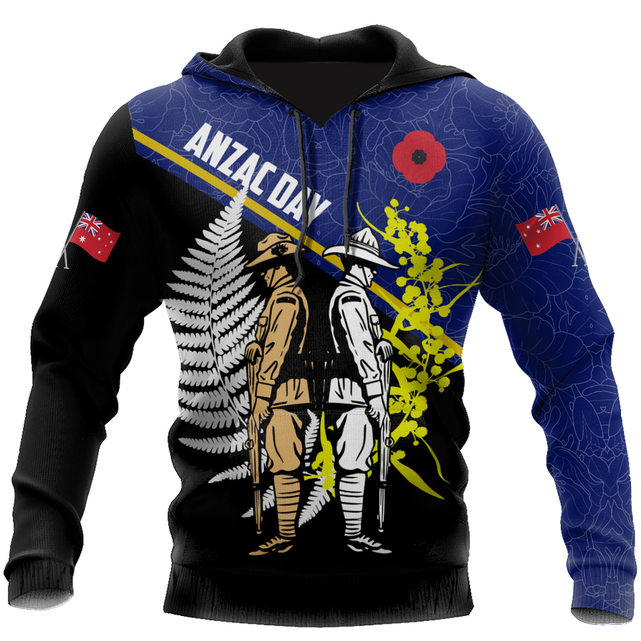 Honor and respect day blue ver. Australia and Kiwi Veteran 3D print shirts