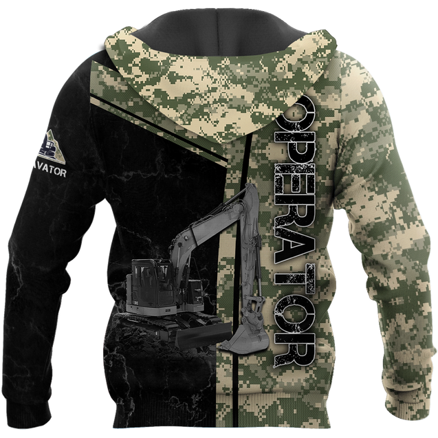 Premium Personalized 3D Printed Camo Excavator Operator Shirts MEI
