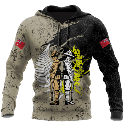 Anzac day in my heart Australia and Kiwi Veteran 3D print shirt