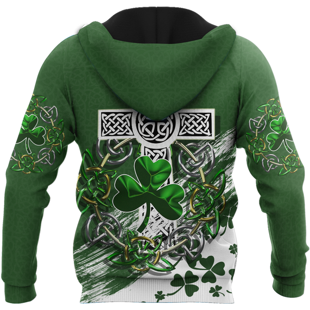 Premium Unisex Hoodie Custom Name Irish St.Patrick Day The Cross And Shamrock ML