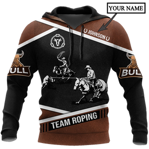 Personalized Name Bull Riding 3D All Over Printed Unisex Shirts Black Team Roping