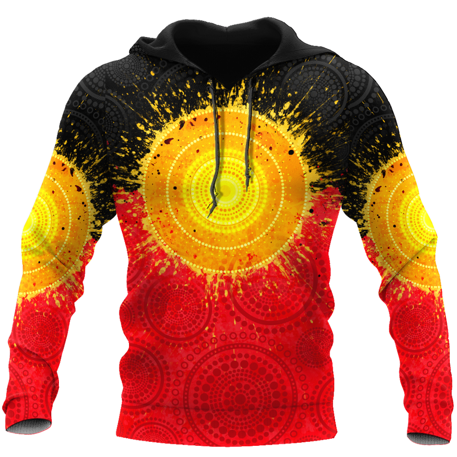 Aboriginal Flag Indigenous Sun Painting Art 3D design shirts